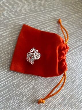 Silver Celtic Knot Statement Ring - Women Jewelry - Orange